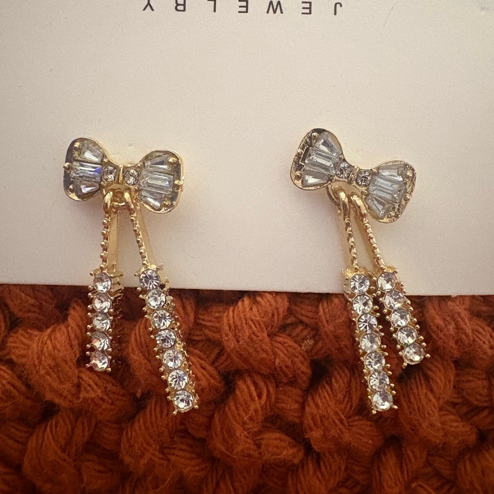 Chic Gold and Silver Bow Earrings